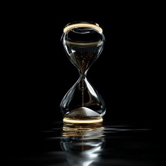 hourglass on black background