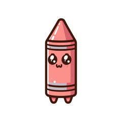 Cute pink crayon character with smiling face, set against a simple white background, ideal for children's art