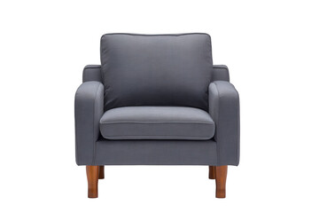 Modern grey armchair isolated on transparent background
