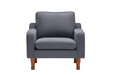 Modern grey armchair isolated on transparent background