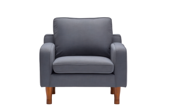 Modern grey armchair isolated on transparent background - Powered by Adobe