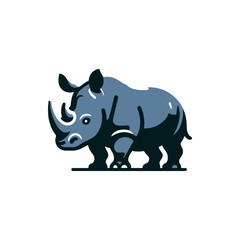 Stylized illustration of a rhinoceros standing on a plain with a minimalistic background