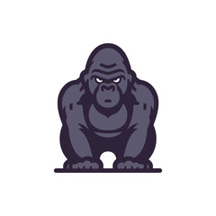 Stylized illustration of an aggressive gorilla in a crouching position against a plain background