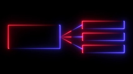 Glowing neon line Business hierarchy chart icon animation background. Neon flowchart, Corporate organizational structure graphic elements, network diagram, hi-tech illustration 