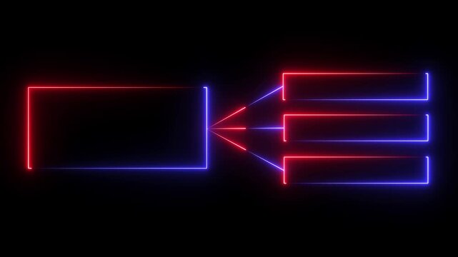 Glowing neon line Business hierarchy chart icon animation background. Neon flowchart, Corporate organizational structure graphic elements, network diagram, hi-tech illustration 