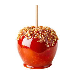 Caramel apple with nuts on a stick
