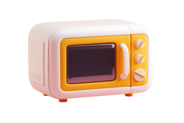 This charming retro-styled microwave oven boasts a delightful blend of white and orange, adding a touch of vintage flair to any modern kitchen. Its compact size makes it perfect for smaller spaces. I