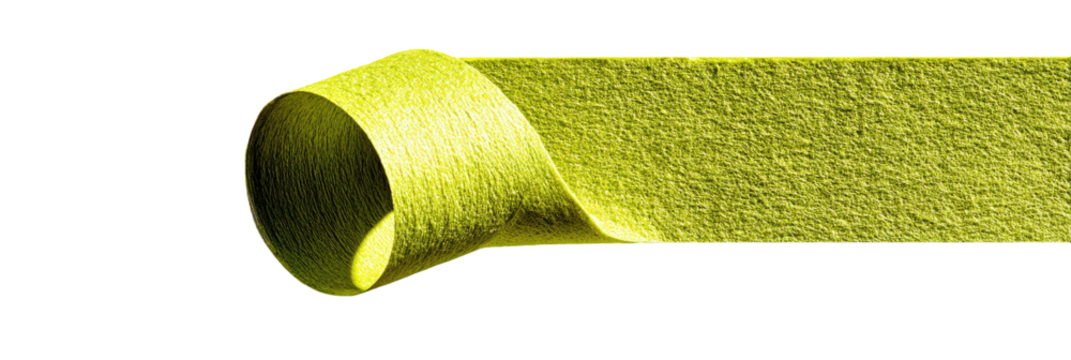 Bright yellow tube-like form with textured surface