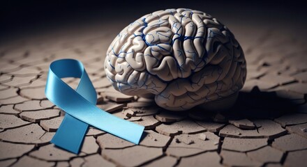 Symbol of hope for neurological disorders on cracked earth