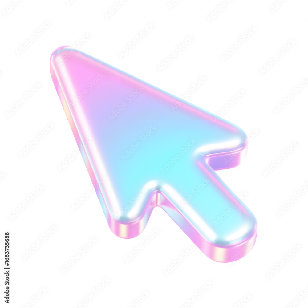 Leinwandbilder holographic 3d cursor icon floating on transparent background abstract digital pointer