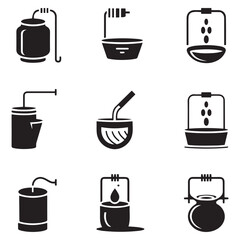 Set Well icon. Vector concept illustration for design. Vector black silhouette. with white background