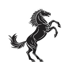 Fototapeta premium Majestic black stallion rearing up with a flowing mane, an elegant silhouette vector illustration for a powerful emblem or logo