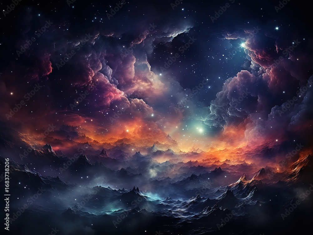 Wall mural space scenery featuring a deep cosmic backdrop and starfield