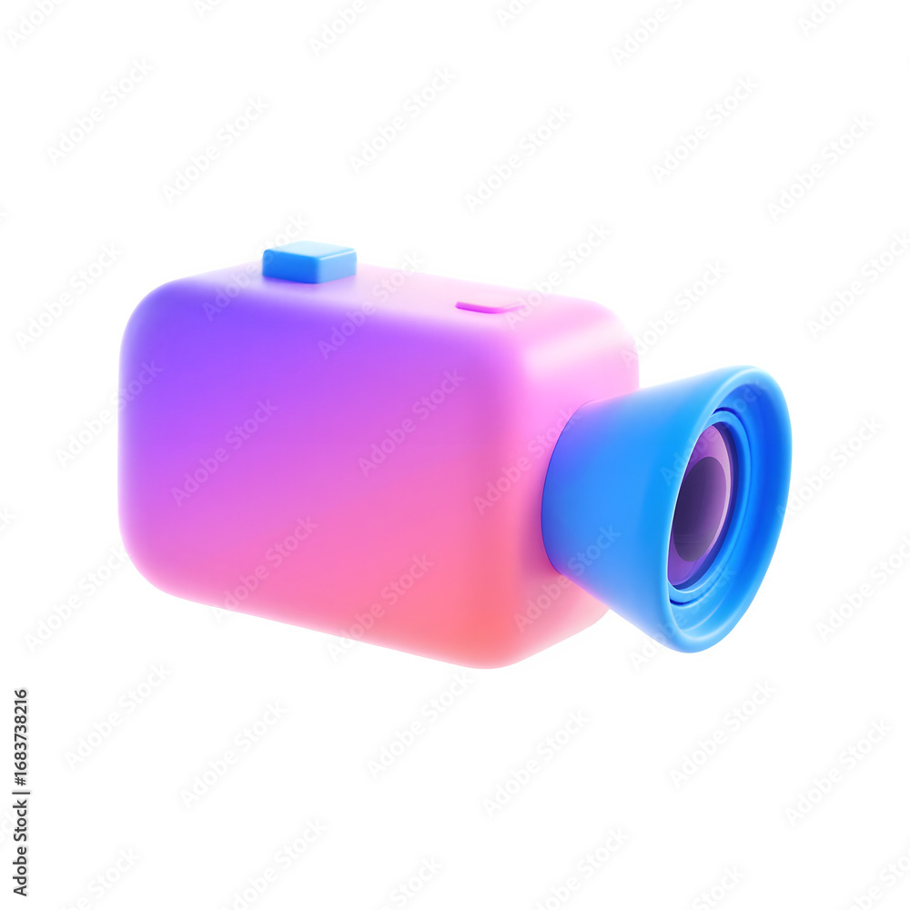 Poster modern 3d stylized digital camera object isolated on transparent background for creative visuals