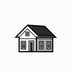 Fototapeta premium Simple House Illustration with Geometric Design Elements and Clear Outline