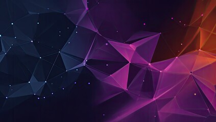 Abstract polygonal network design with gradient colors.  Dark navy and rich magenta hues with scattered points create a complex, interconnected graphic