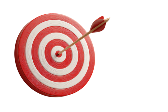 Red target with arrow hitting bullseye