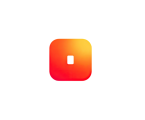 Pixelated, vibrant, square, red-orange shape with a black center hole against a black background