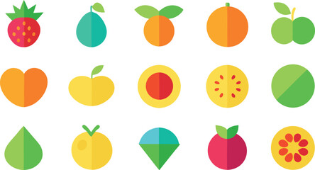 Fruit Icon Set For Infographics Flat Design