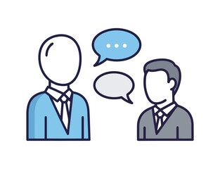 Two people are having a conversation with speech bubbles