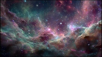 Colorful cosmic nebula with stars, galaxies and comets swirling in deep space - Powered by Adobe