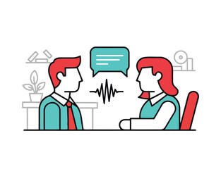 Two people are having a conversation about business