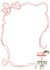 Watercolor Vintage Christmas Frame PNG, Hand drawn border, Retro Christmas border invitation, Christmas greeting card can be used as invitation card for wedding, birthday and other holiday