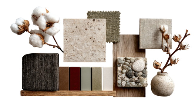 Design palette showcasing various materials