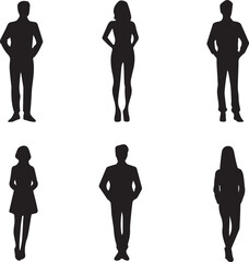 Silhouettes of people walking with backpacks in different directions