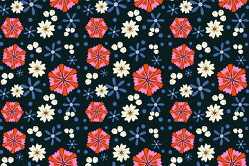 Flower Pattern With Blue Petals