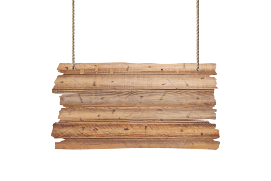 Wooden sign isolated on a white background