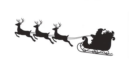 Christmas sleigh and reindeer silhouette