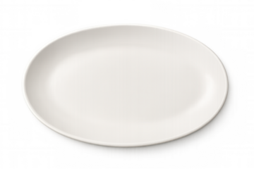 Realistic oval white empty plate on a transparent background, perfect for showcasing food in a professional setting