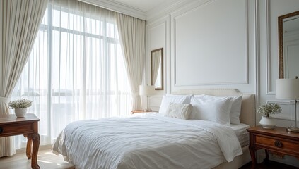 Bright, airy bedroom with large window