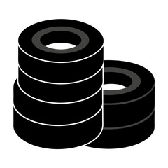 Black car tires vector on white background.