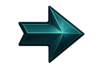 Shiny emerald green arrow pointing to the right, with transparent background, perfect for presentations and websites