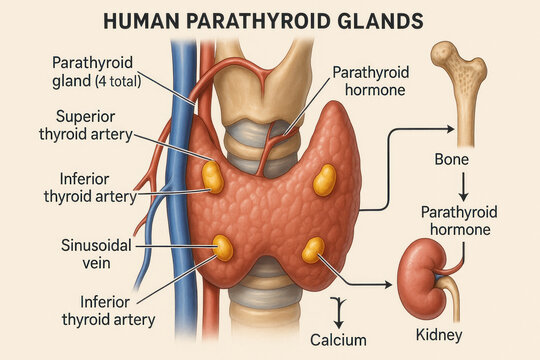 Human Parathyroid Glands Diagram: Illustration of Anatomy and Functionality [Illustration]