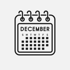 Vector template icon page calendar, month December