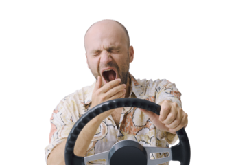 Irresponsible driver falling asleep while driving