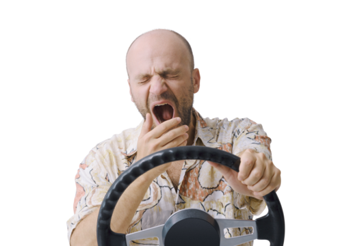 Irresponsible driver falling asleep while driving