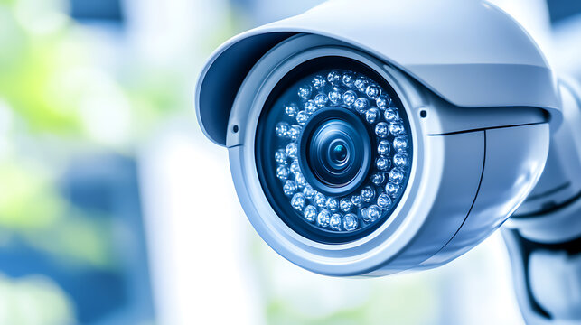 Close-up of a Security Camera with LED Array