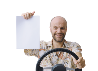 Smiling man showing his car insurance documents