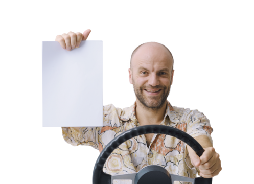 Smiling man showing his car insurance documents - Powered by Adobe