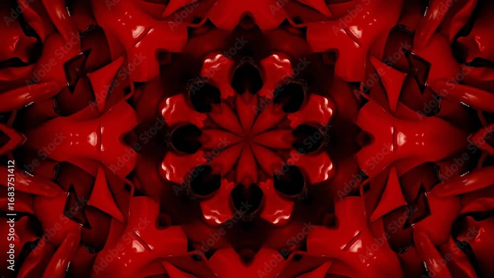 Aufkleber red and black kaleidoscope pattern - a mesmerizing circular pattern in vibrant red and black creates