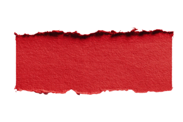 Red torn paper rectangle on black