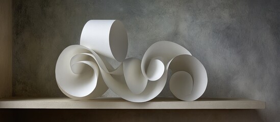 Abstract paper sculpture on a shelf