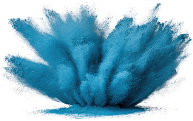 Explosive burst of vibrant teal powder
