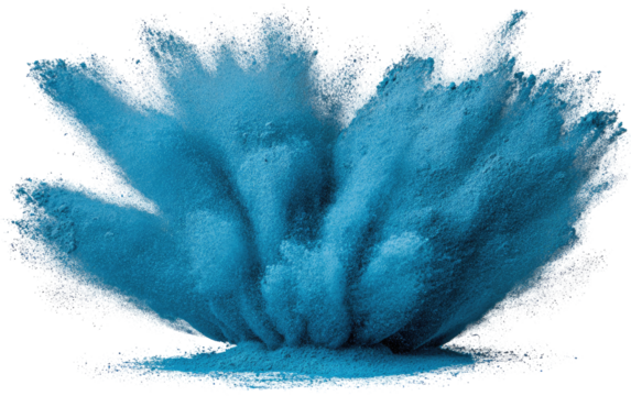Explosive burst of vibrant teal powder