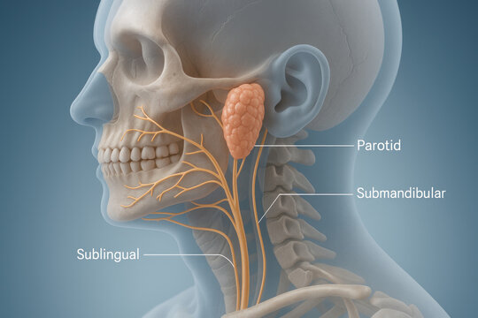Salivary Glands Illustration: Parotid, Submandibular, and Sublingual Glands Diagram Illustration