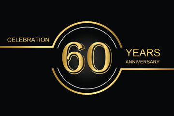 Luxury 60th anniversary celebration design with gold text on a dark background. Perfect for elegant event invitations, milestone banners, or corporate anniversary templates.	